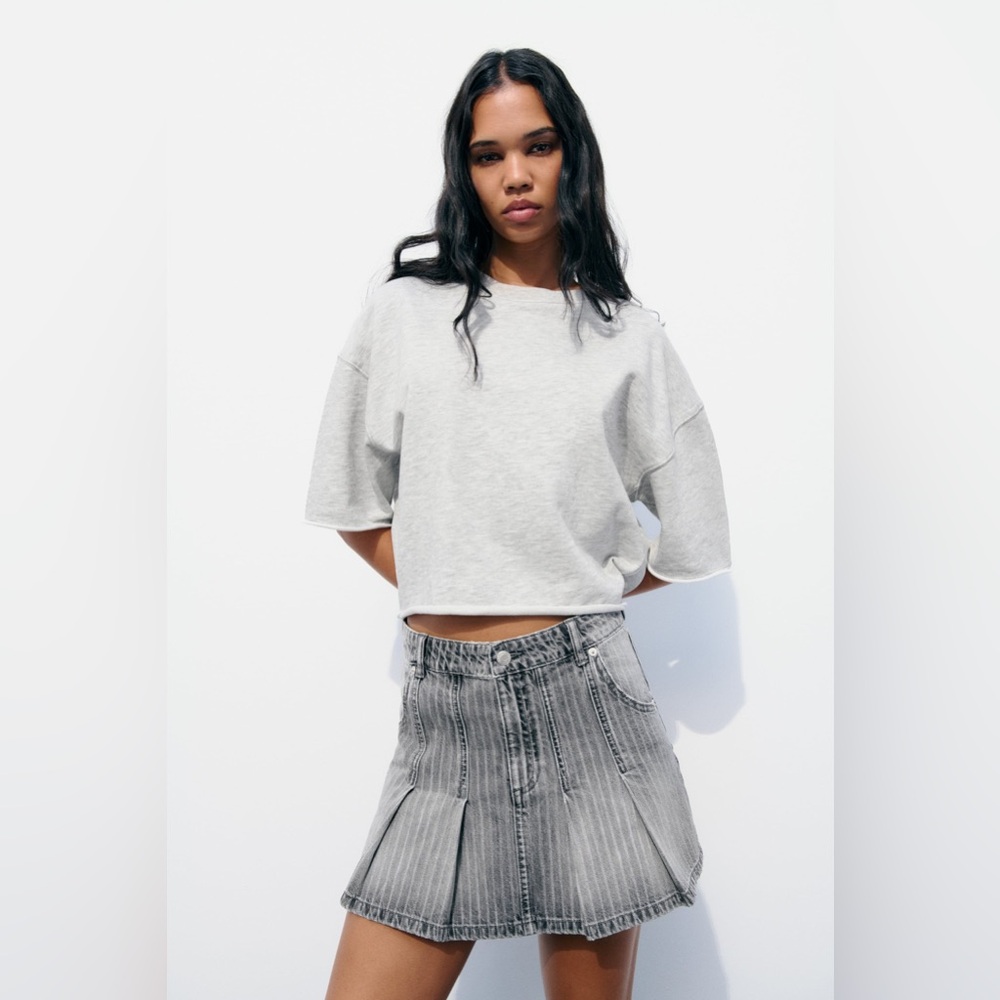 SALE! ZARA NWT PLEATED TRF DENIM SKIRT